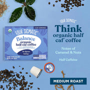 Four Sigmatic Organic Half Caff Coffee Pods, Medium Roast - 24 Count