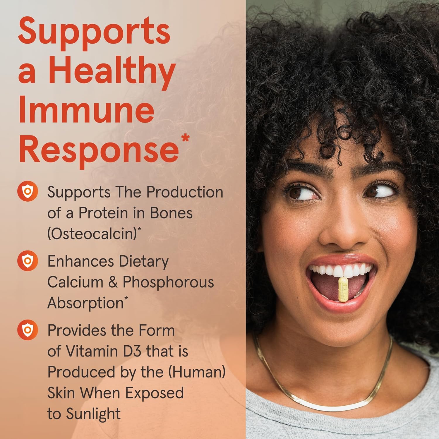 Lifestyle Image: Jarrow Formulas vitamin d3 5000 IU 125mcg softgels daily supplement use 100 count