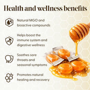 Supplement facts & ingredients image: Pure Gold Manuka honey lozenges ingredients label candy lozenges 100g