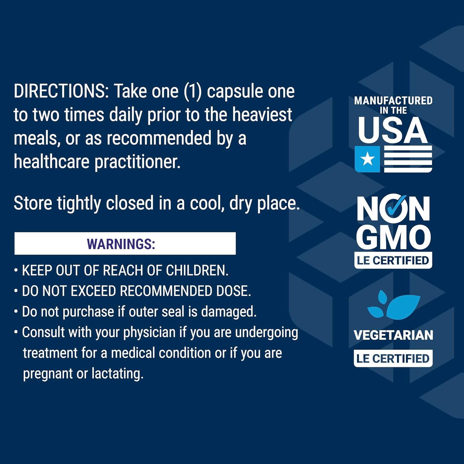 Life Extension Digestive Enzymes direction label.