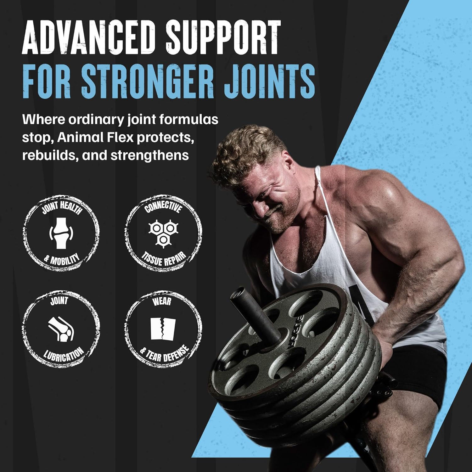 Lifestyle/use image: Animal Flex joint support supplement daily pack with water sachet packs 44 count