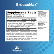 Supplement Facts Image: Jarrow Formulas BroccoMax sulforaphane 35mg supplement facts ingredients veggie capsules