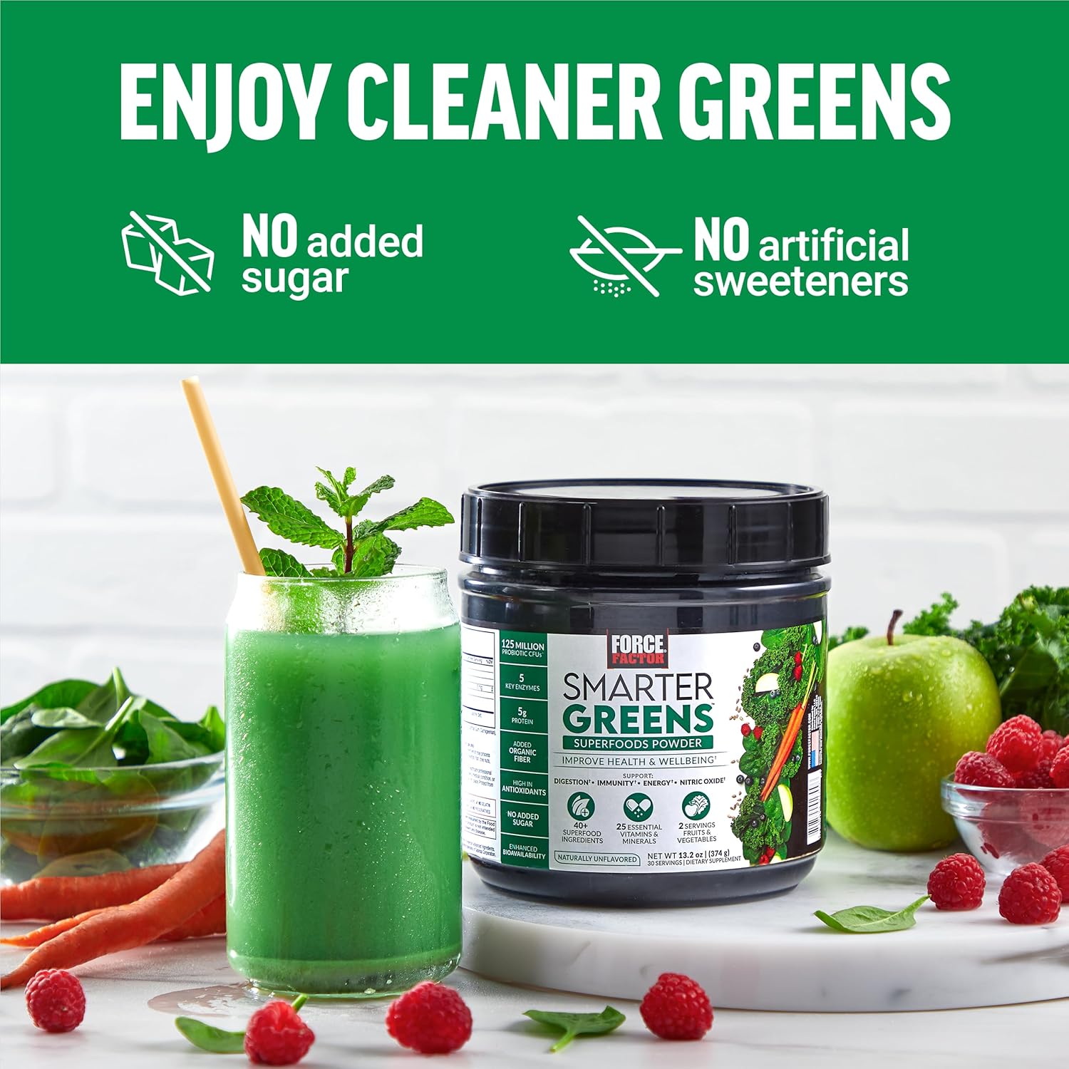 FORCE FACTOR Super Greens Powder – Unflavored, 30 Servings 420g
