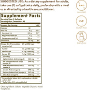 Solgar Omega 3-6-9 1300mg supplement facts and ingredients label bottle 120 softgels