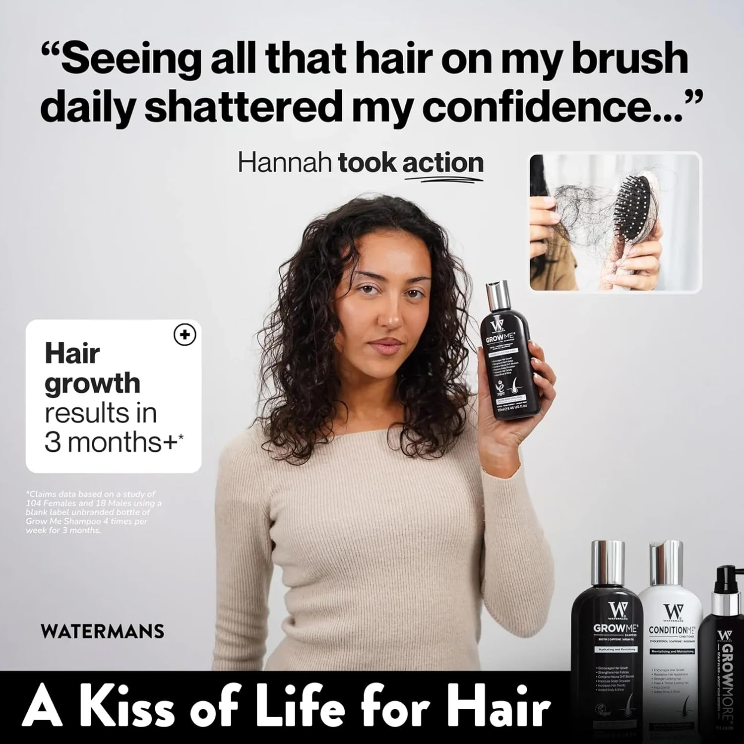 Watermans Grow Me Sulfate Free Shampoo 250ml for everyday hair care