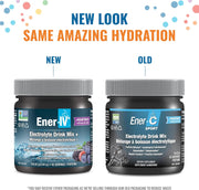 Ener-IV Electrolyte Drink Mix Powder Mixed Berry – 154.35g. Old & new packaging.