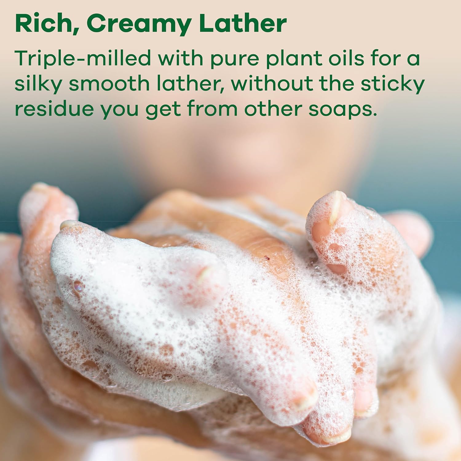 How to Use: Lathering the Australian Botanical Sea Salt soap bar in hand.