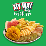 Tajin Clasico Seasoning with Lime sprinkled on fruits and snacks 400g