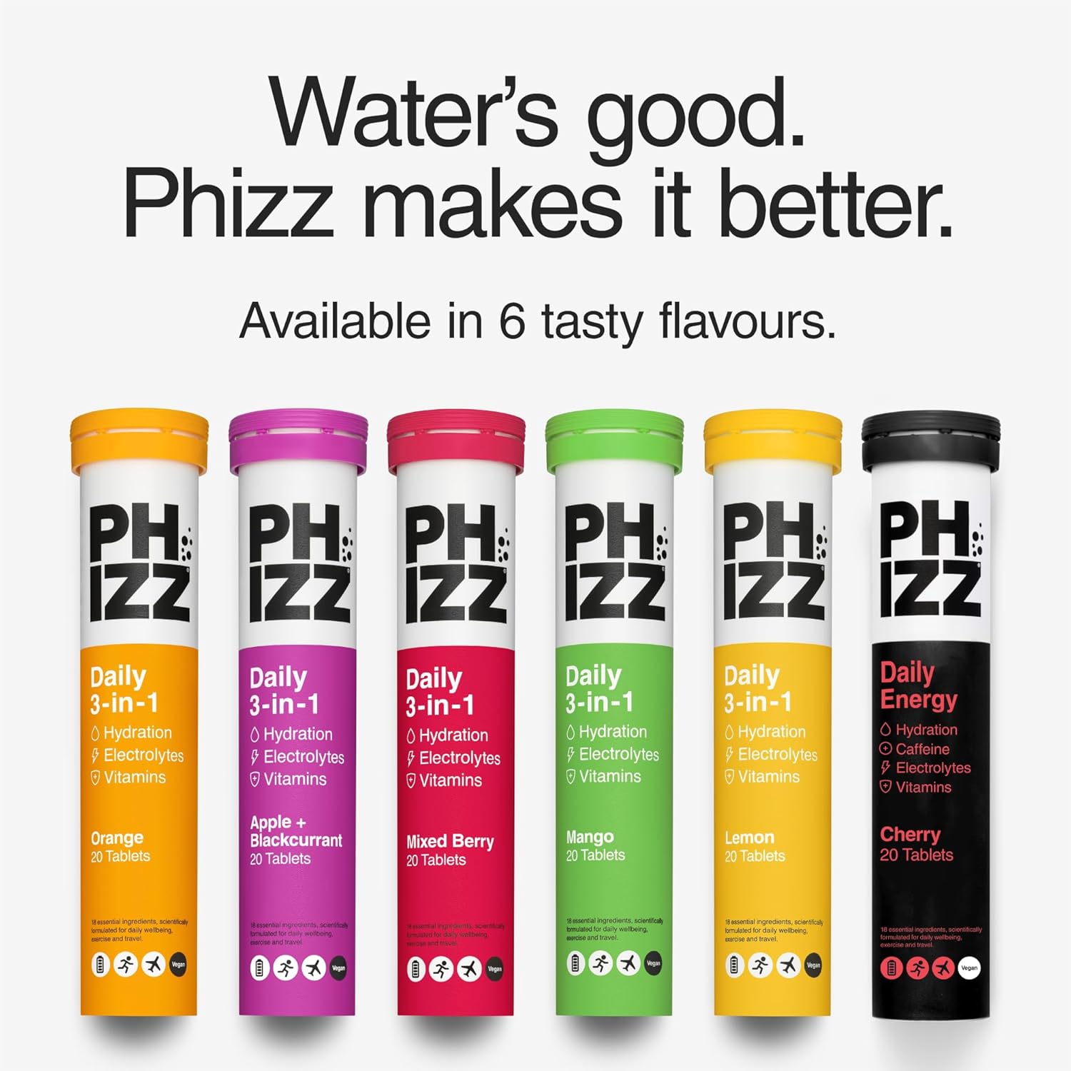 Phizz Daily 3-in-1 Electrolyte & Multivitamin Mango Tablets & other variants