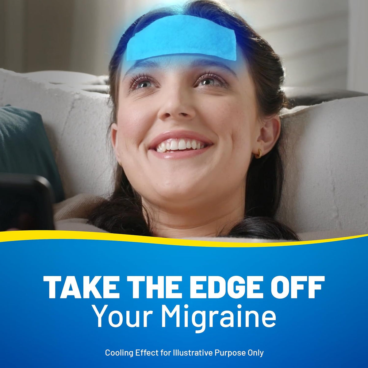 Kool'n Soothe Migraine Cooling Gel Sheets non medicated forehead cooling sheets 6 count lifestyle use image