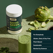 Mixed green Good Green Vitality drink in a glass 