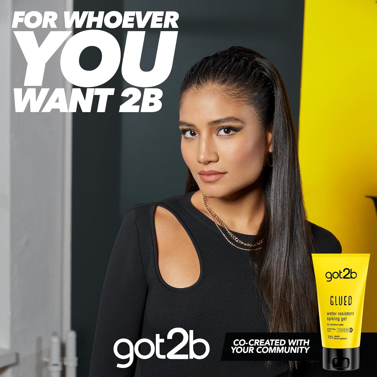 got2b Glued Water Resistant Spiking Gel tube Hold 6 150ml hair styling and spiking use