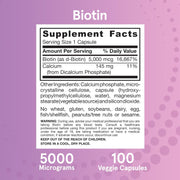 Supplement facts and directions for Jarrow Biotin.