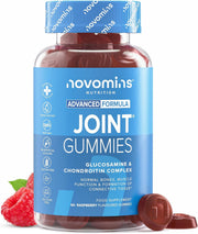 Novomins Joint Gummies Raspberry 60 Count bottle joint support supplement front view