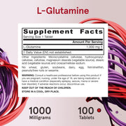 Supplement Facts Image: Jarrow Formulas l glutamine 1000mg supplement facts and ingredients 100 count