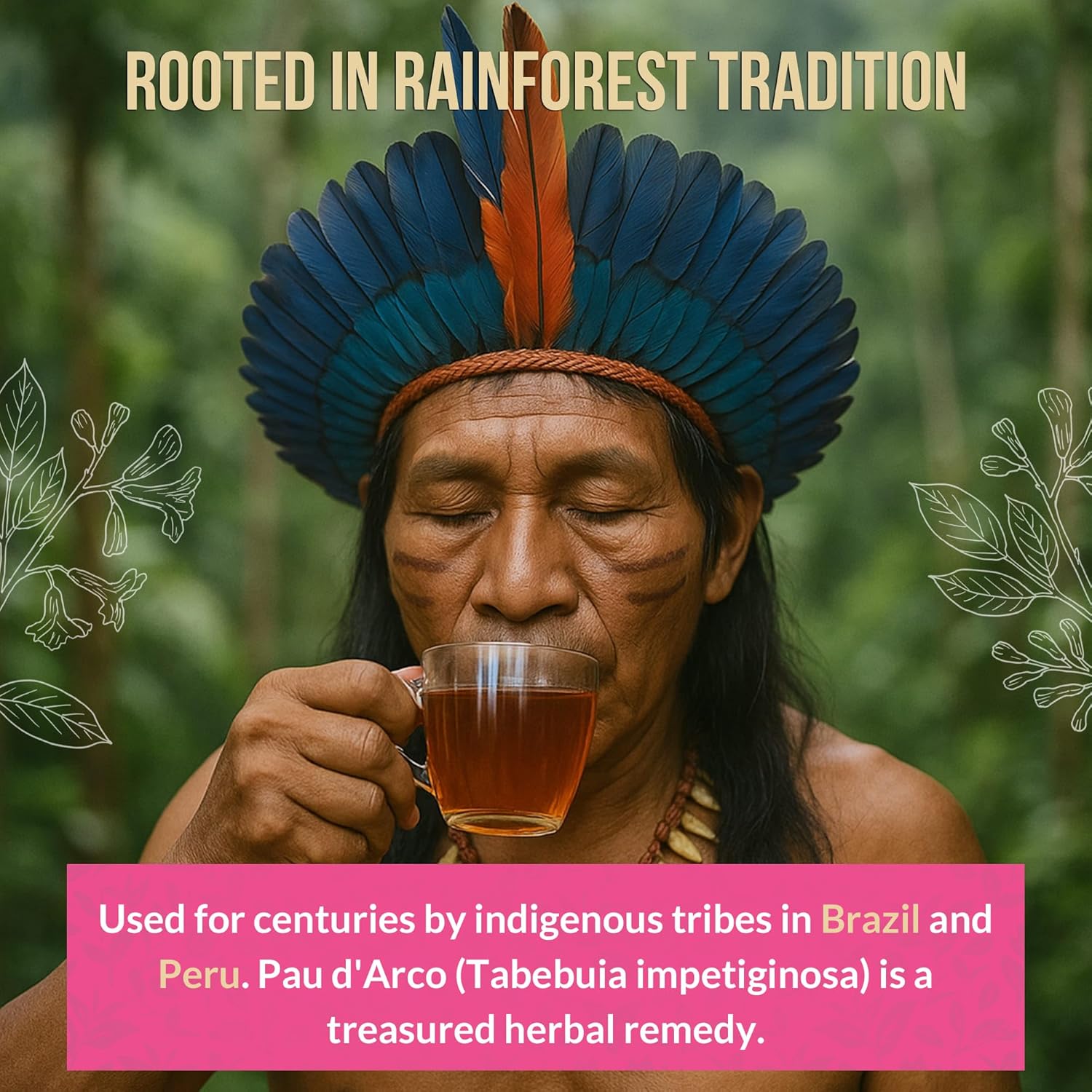Rio Amazon Pau D'Arco Tea Infusion prepared herbal beverage 40 teabags