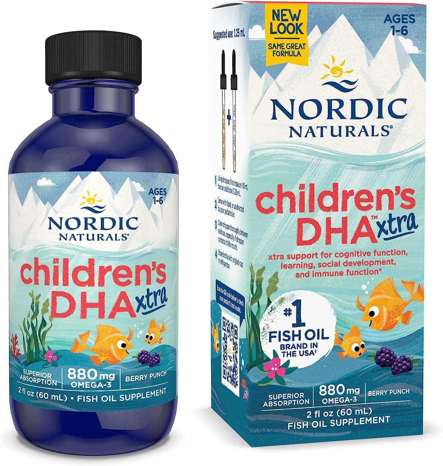 Nordic Naturals Children’s DHA Xtra bottle & box, berry punch, 60ml.