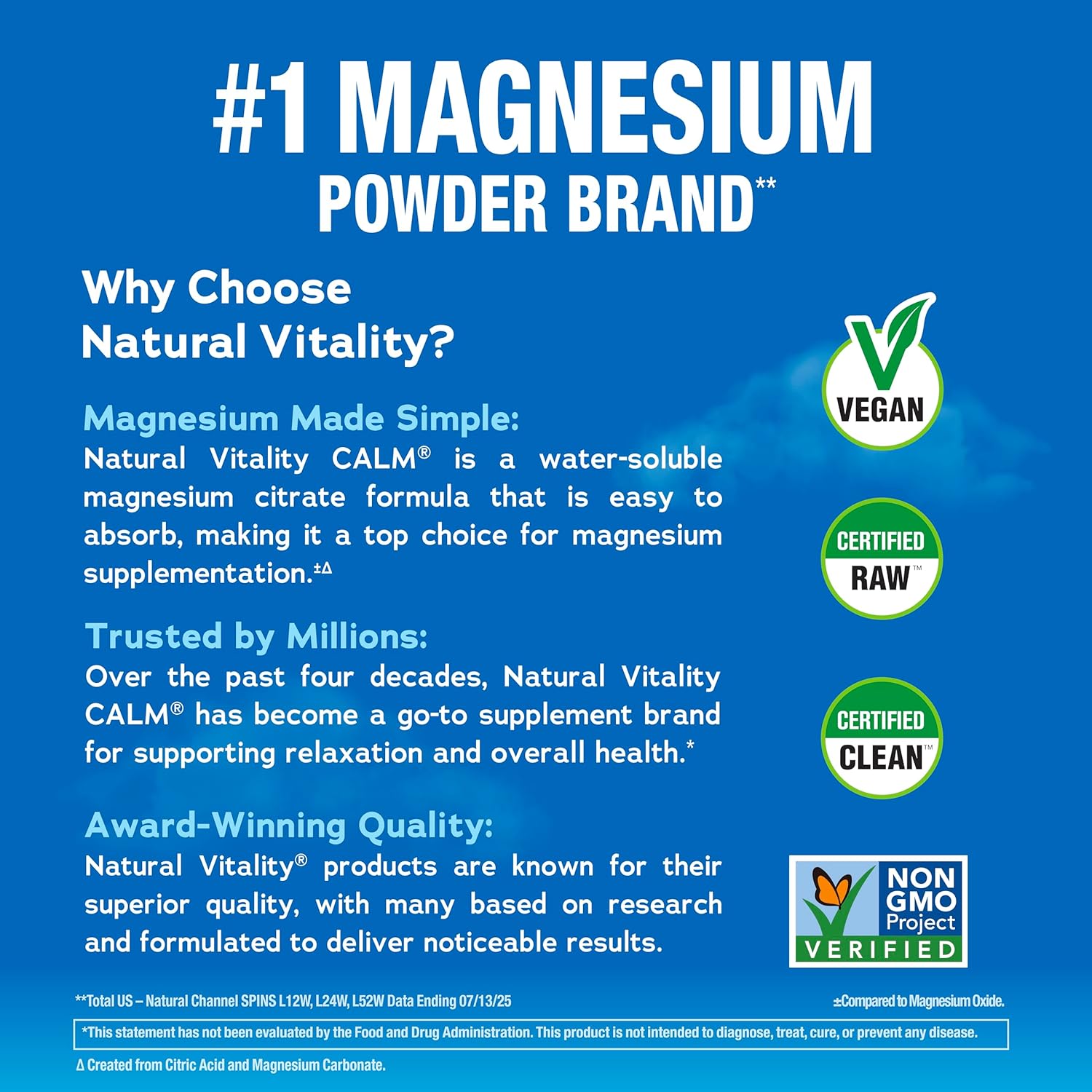 Natural Vitality Magnesium Citrate Drink Mix, Unflavoured - 113g