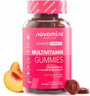 Novomins Multivitamin Gummies Peach 60 Count bottle supplement front view