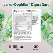 Supplement Facts Image: Jarrow Formulas Jarro-Dophilus Digest Sure probiotic enzyme supplement facts 30 count