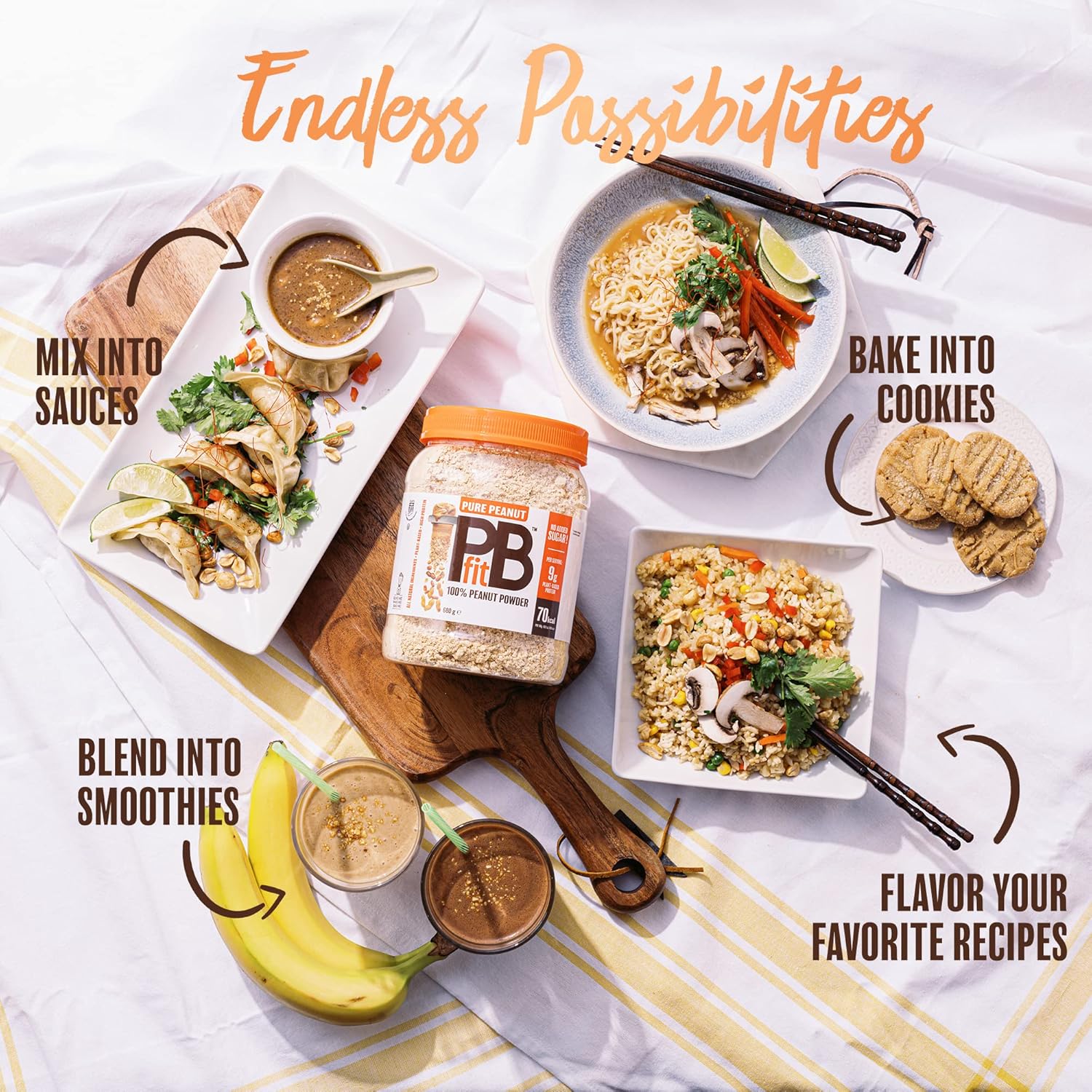 PBfit Pure Peanut Powder 680g endless possibilities