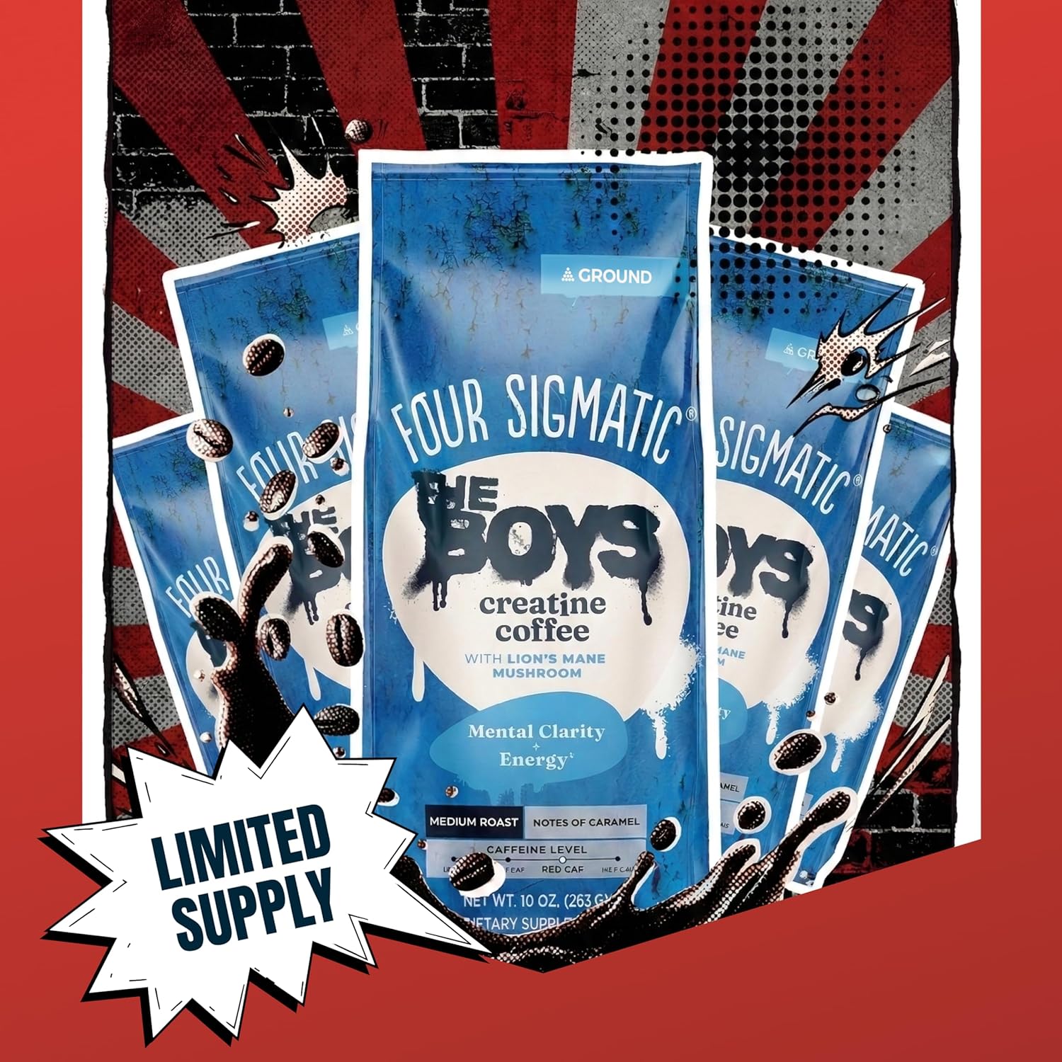 Four Sigmatic The Boys Creatine Coffee Medium Roast Ground Coffee 283g limited supply