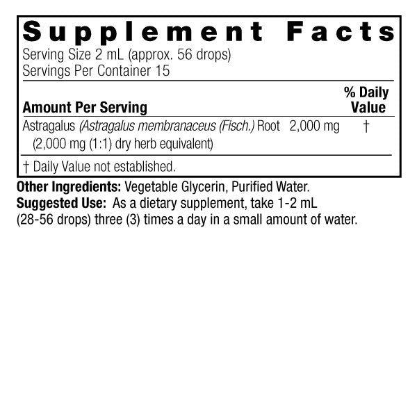 Nature's Answer Alcohol-Free Astragalus Root Extract 30ml supplement facts and directions