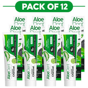 Aloe Dent Activated Charcoal Aloe Vera Gel Toothpaste Fluoride Free 100ml Pack of 12