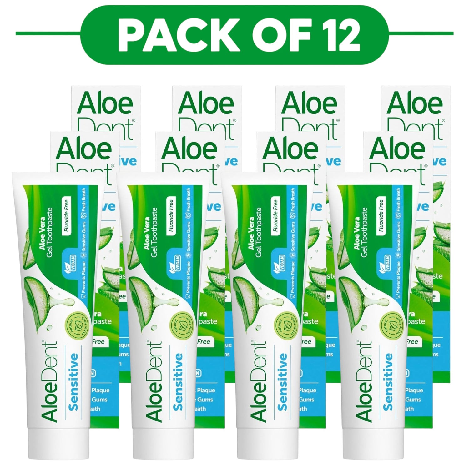 Aloe Dent Sensitive Aloe Vera Gel Toothpaste 100ml Pack of 12