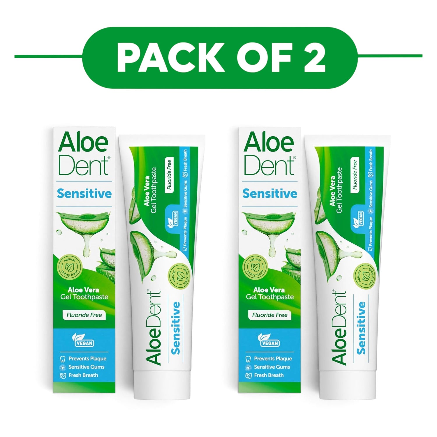 Aloe Dent Sensitive Aloe Vera Gel Toothpaste 100ml Pack of 2
