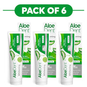 Aloe Dent Whitening Aloe Vera Gel Toothpaste Fluoride Free 100ml Pack of 6