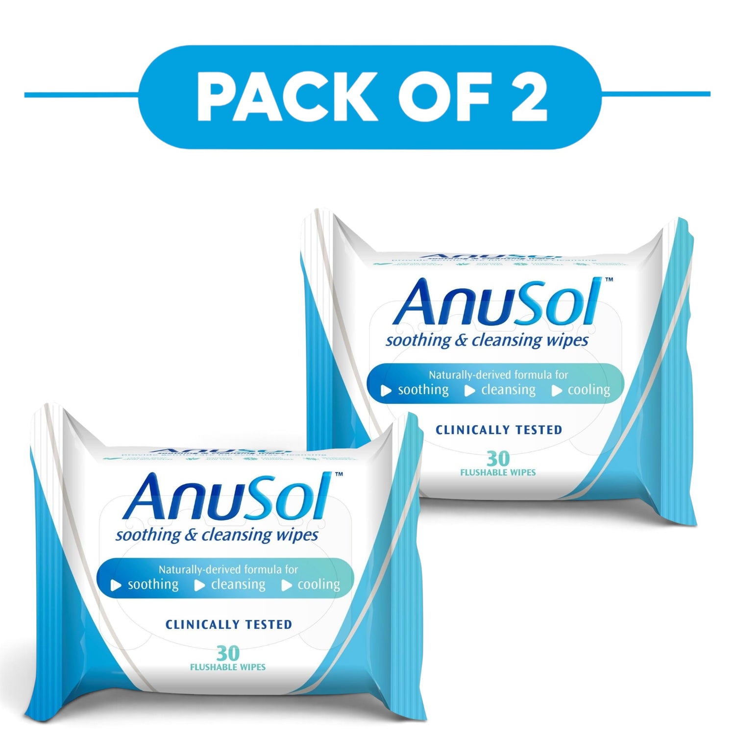 Anusol Soothing & Cleansing Flushable Wipes 30 Wipes Pack of 2