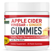 Nature's Answer Apple Cider Vinegar and Ginger Gummies 45 count front label
