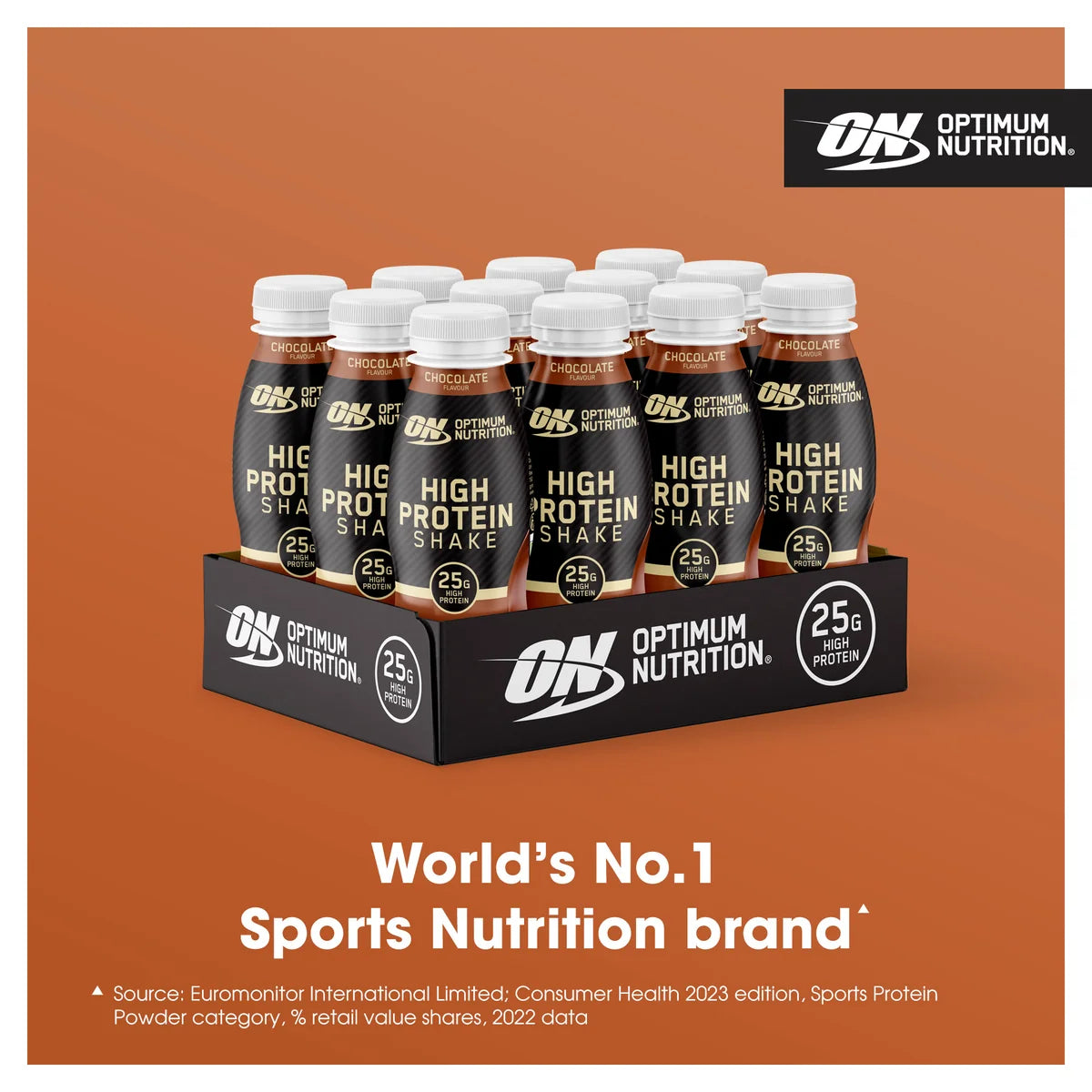 Optimum Nutrition High Protein Shake chocolate flavour ready to drink 330ml 12 pack 