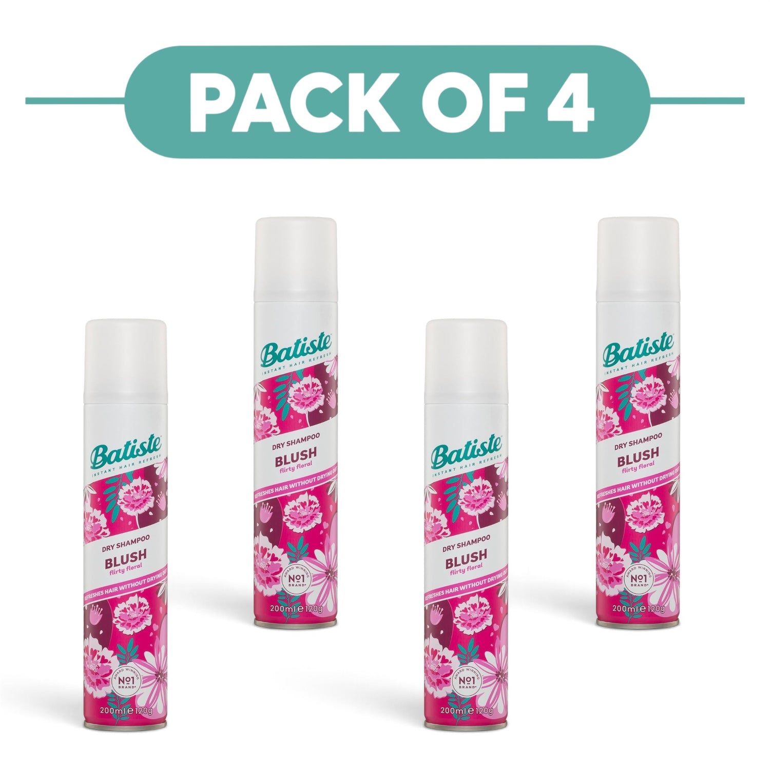 Batiste Dry Shampoo Blush Flirty Floral Spray 200ml Pack of 4