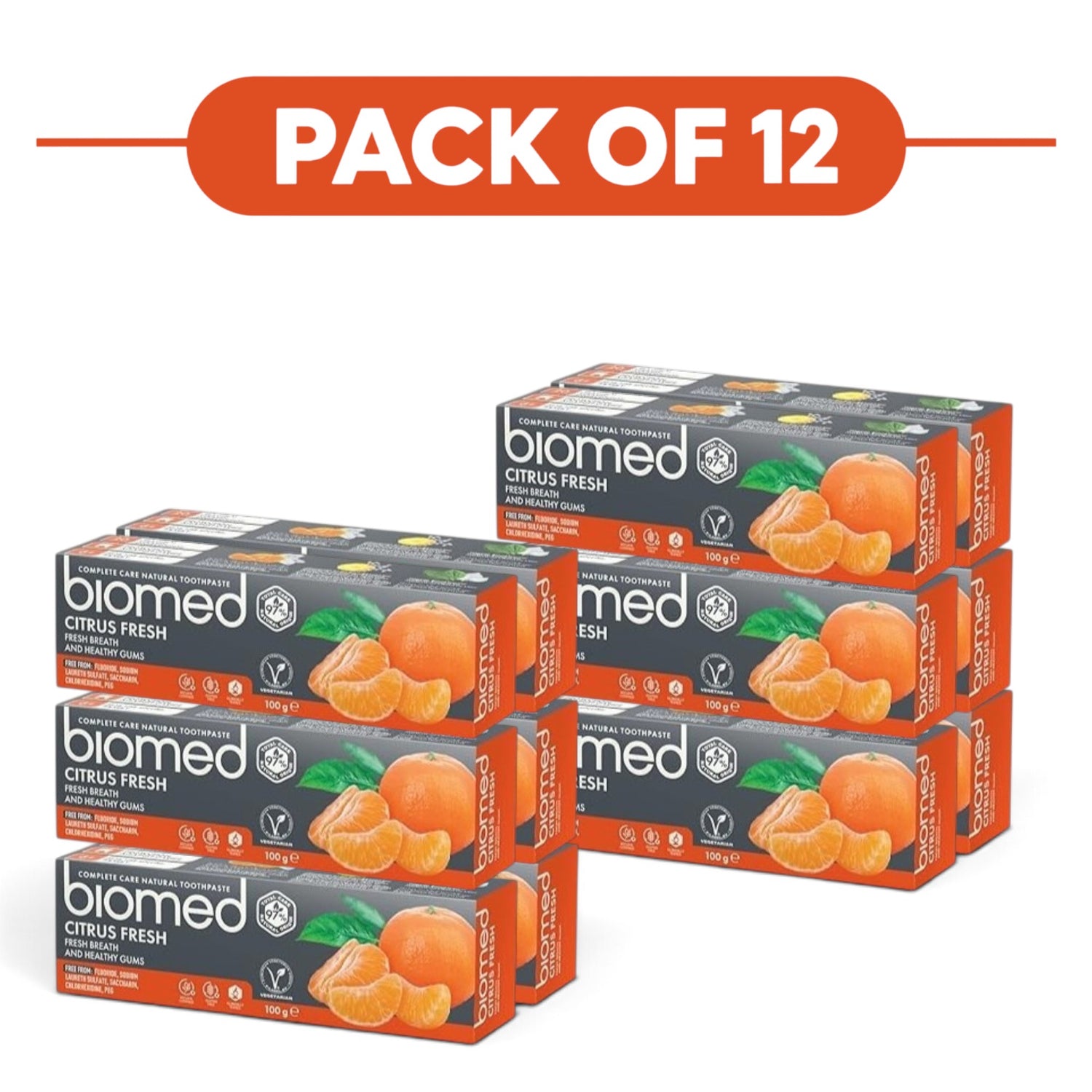 Biomed Citrus Fresh Natural Toothpaste Mandarin Grapefruit 100g Pack of 12
