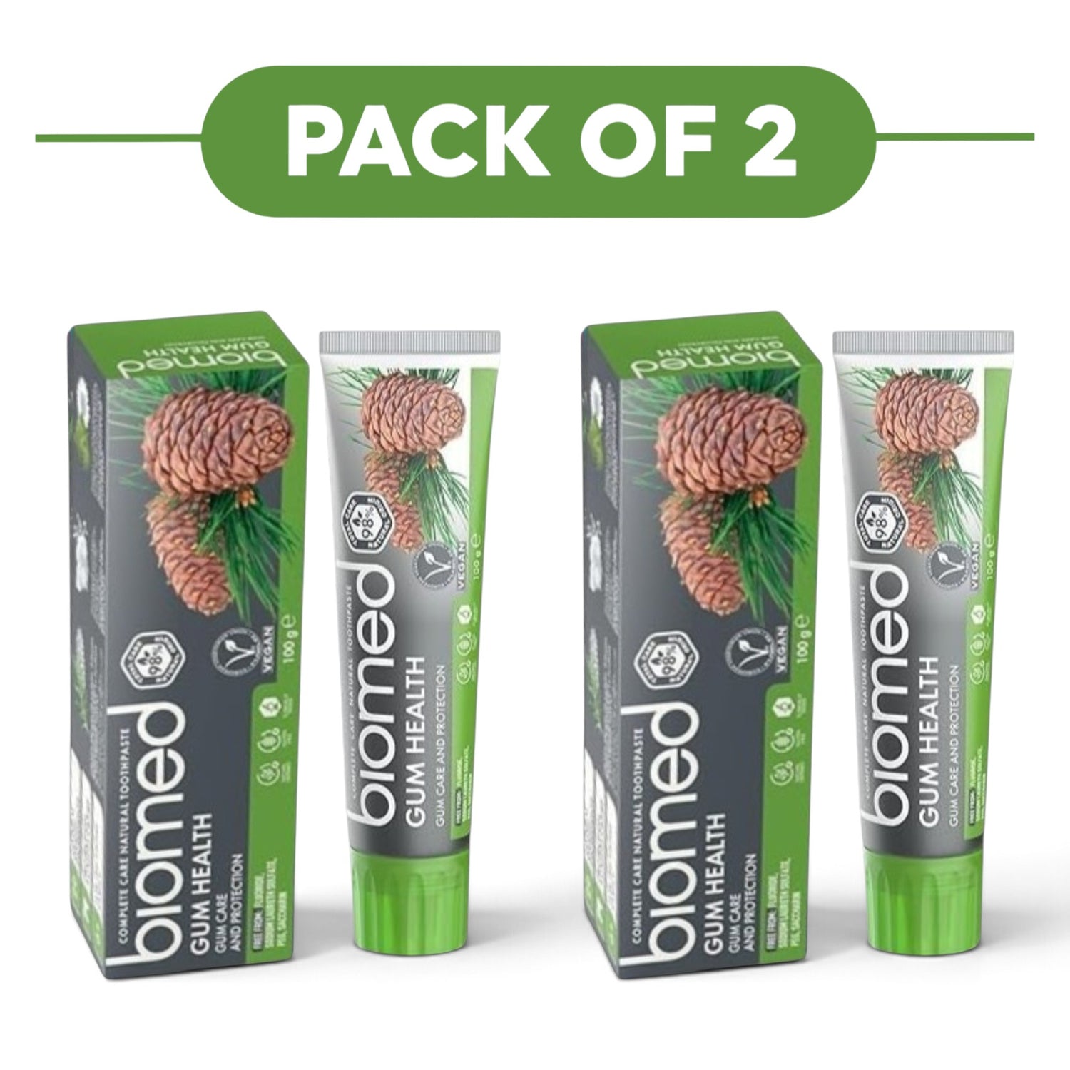 BIOMED Kräuter Minze Zahnpasta - 98% natürlich mit ätherischen Ölen - 100g