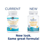Nordic Naturals Ultimate Omega lemon soft gels bottle, fish gelatin, 60 count old & new packaging