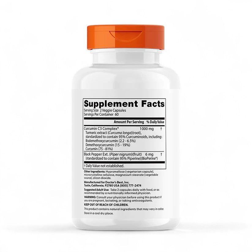 Doctor's Best High Absorption Curcumin – 1000mg, 120 Veggie Capsules