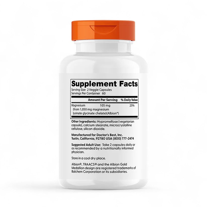 Doctor's Best High Absorption Magnesium – 105mg, 120 Veggie Capsules
