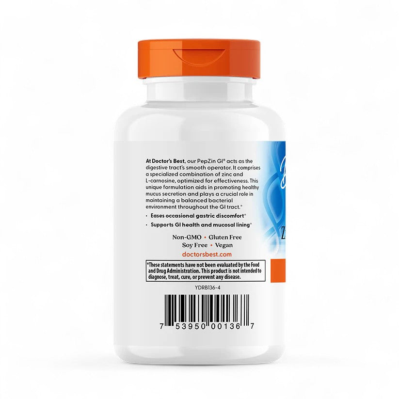 Doctor's Best PepZin GI – Zinc-L-Carnosine Complex, 120 Veggie Capsules