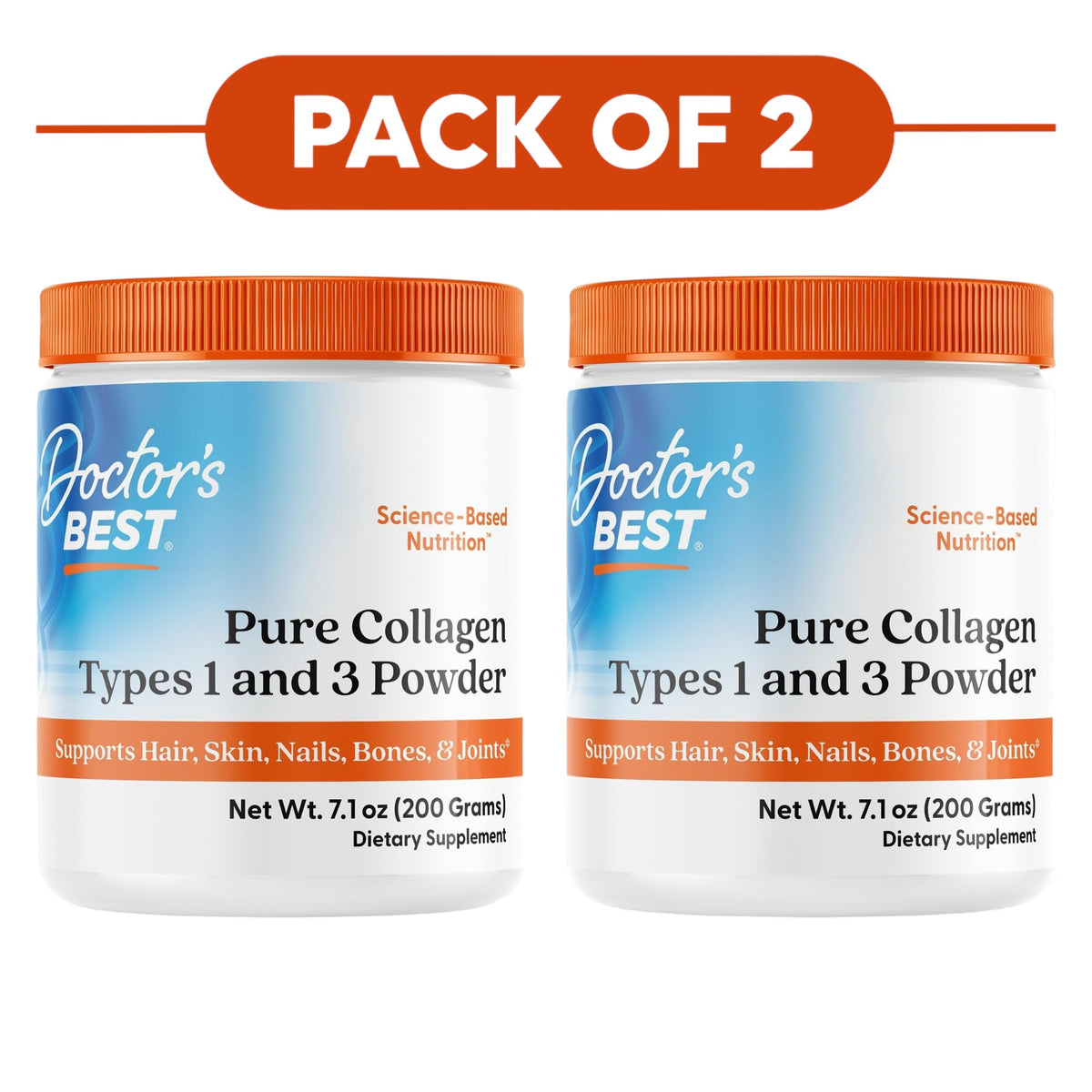 Doctor's Best Pure Collagen Types 1 and 3 Powder 200g Pack of 2