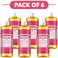 Dr. Bronner's Rose 18-in-1 Pure-Castile Liquid Soap 945ml Pack of 6