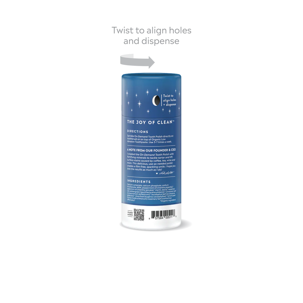Essential Oxygen Tooth Polish showing ingredients, barcode and usage instructions.