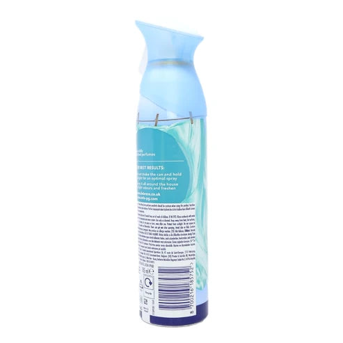 Febreze Air Mist Fresh Linen Air Freshener aerosol spray 185ml barcode packaging