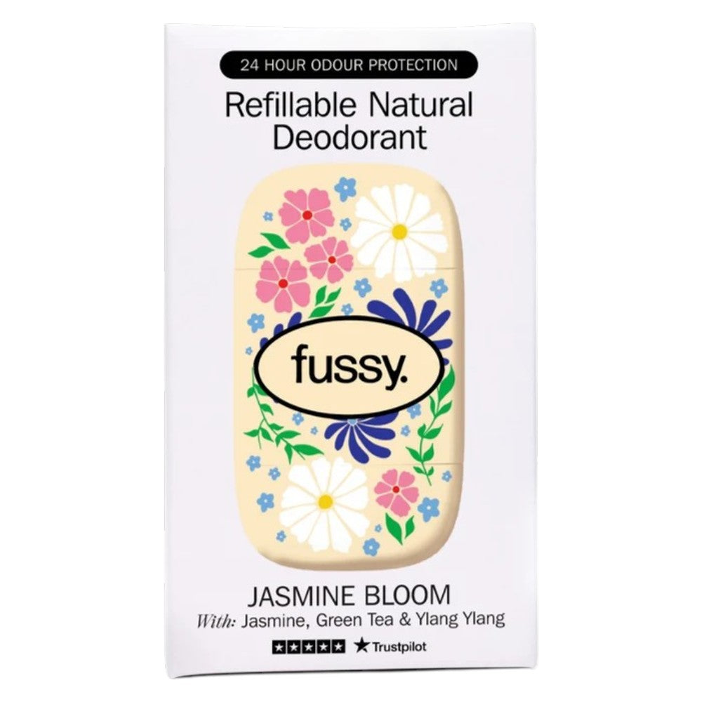 Fussy Refillable Natural Deodorant Jasmine Bloom fragrance 40g refillable stick front packaging