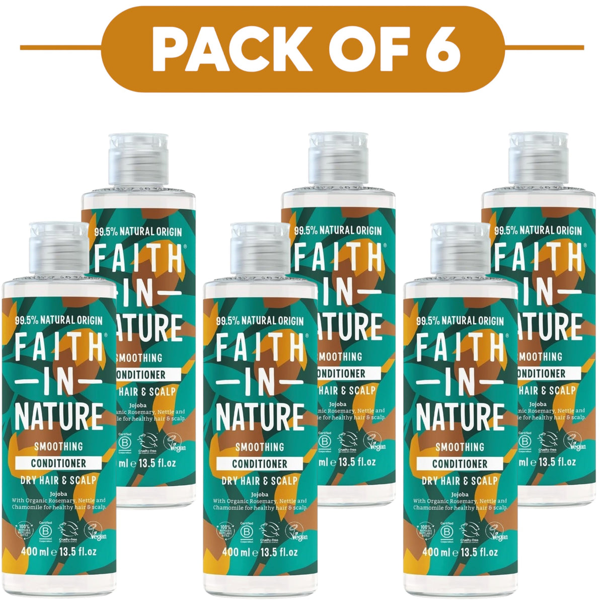 Faith In Nature Jojoba Smoothing Conditioner 400ml Pack of 6
