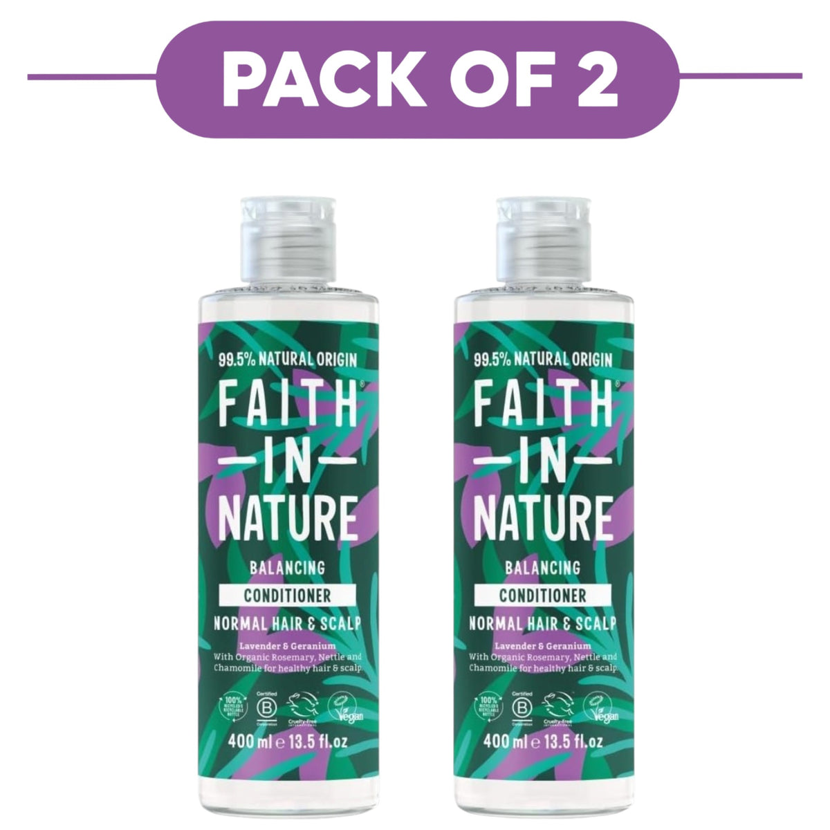 Faith In Nature Lavender & Geranium Balancing Conditioner 400ml Pack of 2