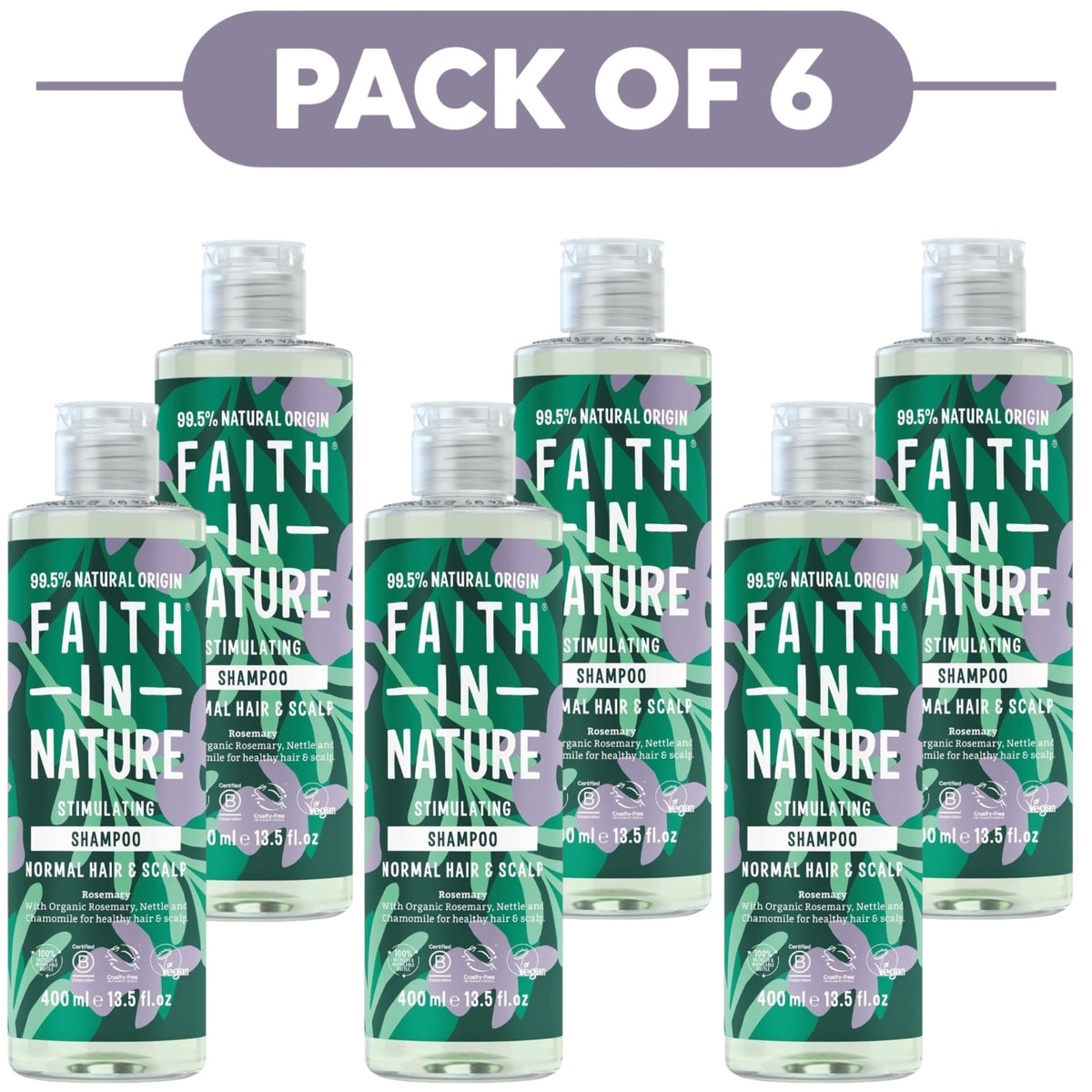 Faith In Nature Rosemary Stimulating Shampoo 400ml Pack of 6