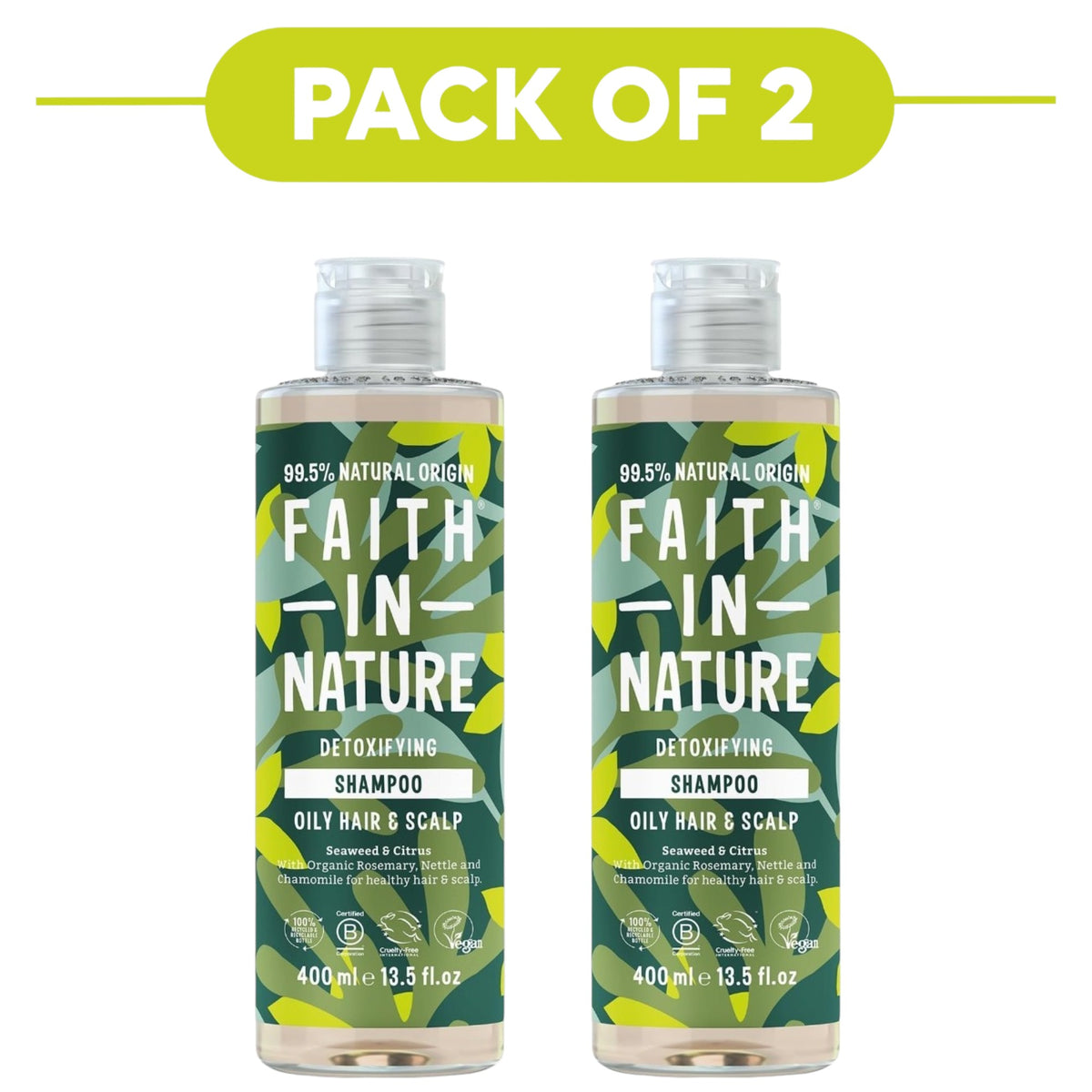 Faith In Nature Seaweed & Citrus Detoxifying Shampoo 400ml Pack of 2